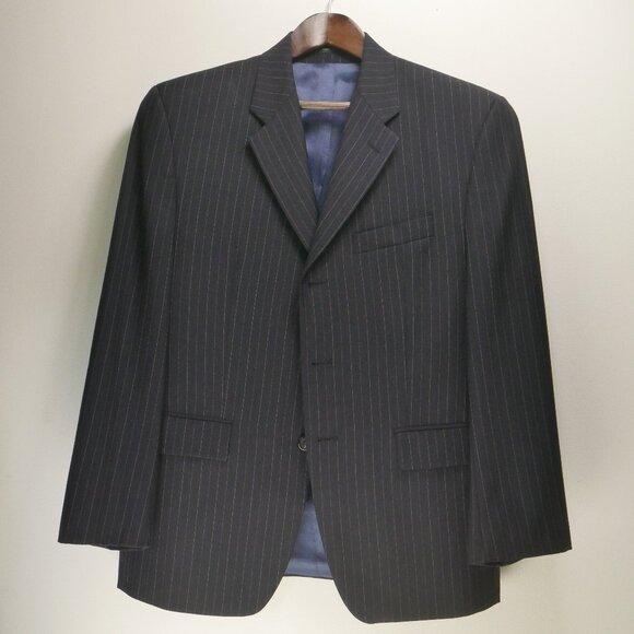 Lauren Ralph Lauren Navy Pinstripe Wool Suit Jacket 40S - Picture 1 of 16